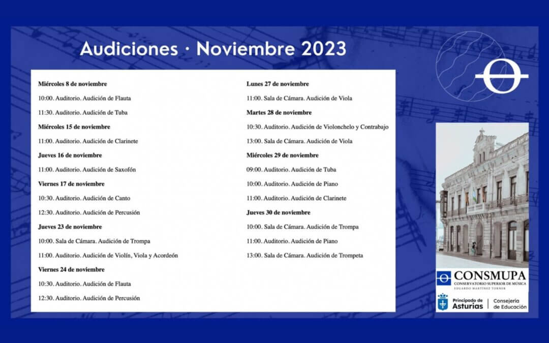 PUBLICADAS LAS AUDICIONES DE NOVIEMBRE