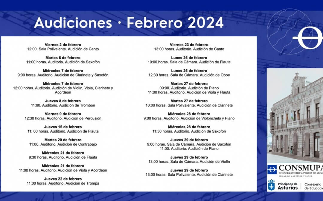 PUBLICADAS LAS AUDICIONES DE FEBRERO