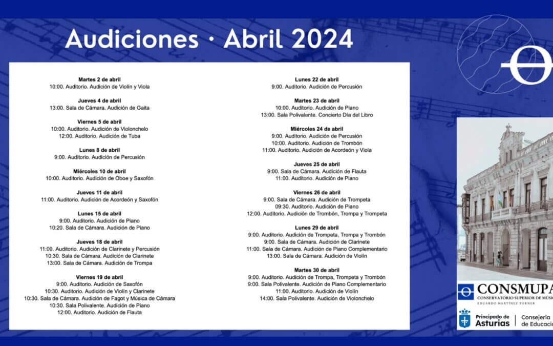 PUBLICADAS LAS AUDICIONES DE ABRIL
