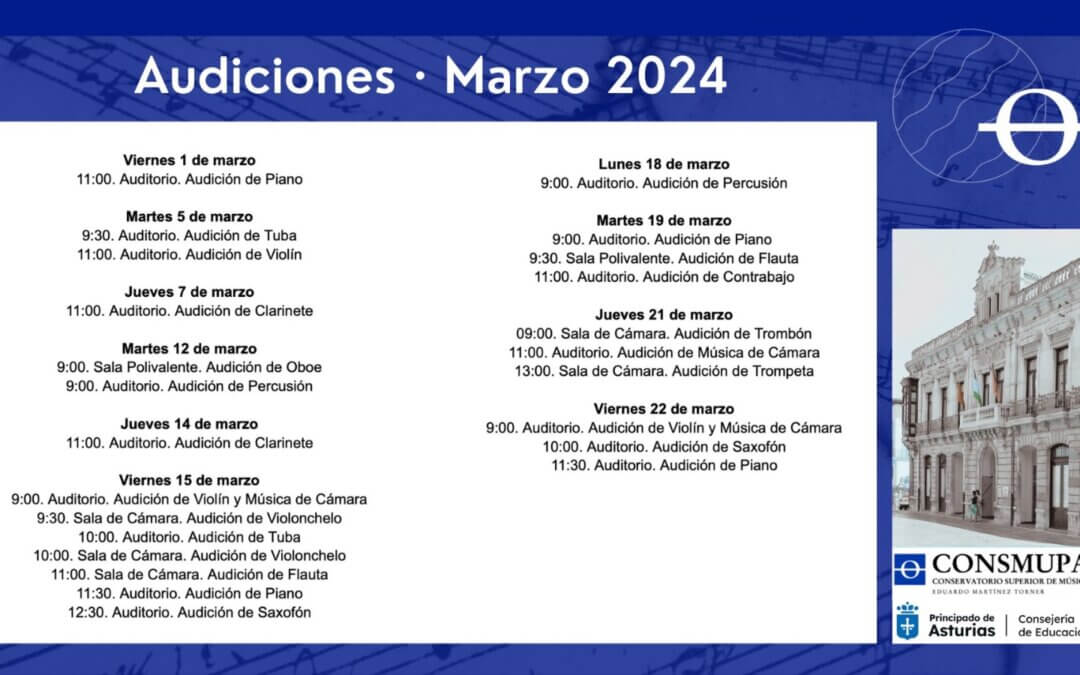 PUBLICADAS LAS AUDICIONES DE MARZO