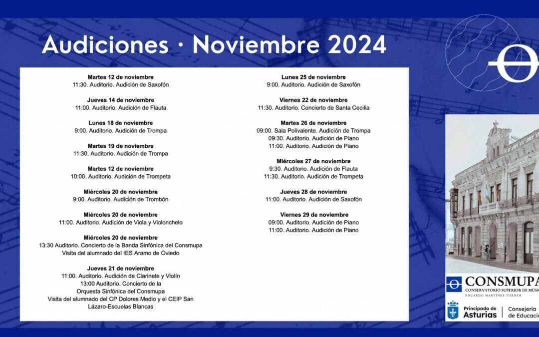 PUBLICADAS LAS AUDICIONES DE NOVIEMBRE