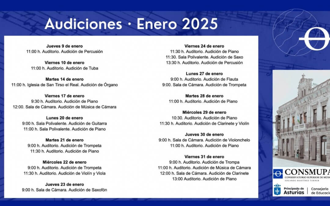 PUBLICADAS LAS AUDICIONES DE ENERO