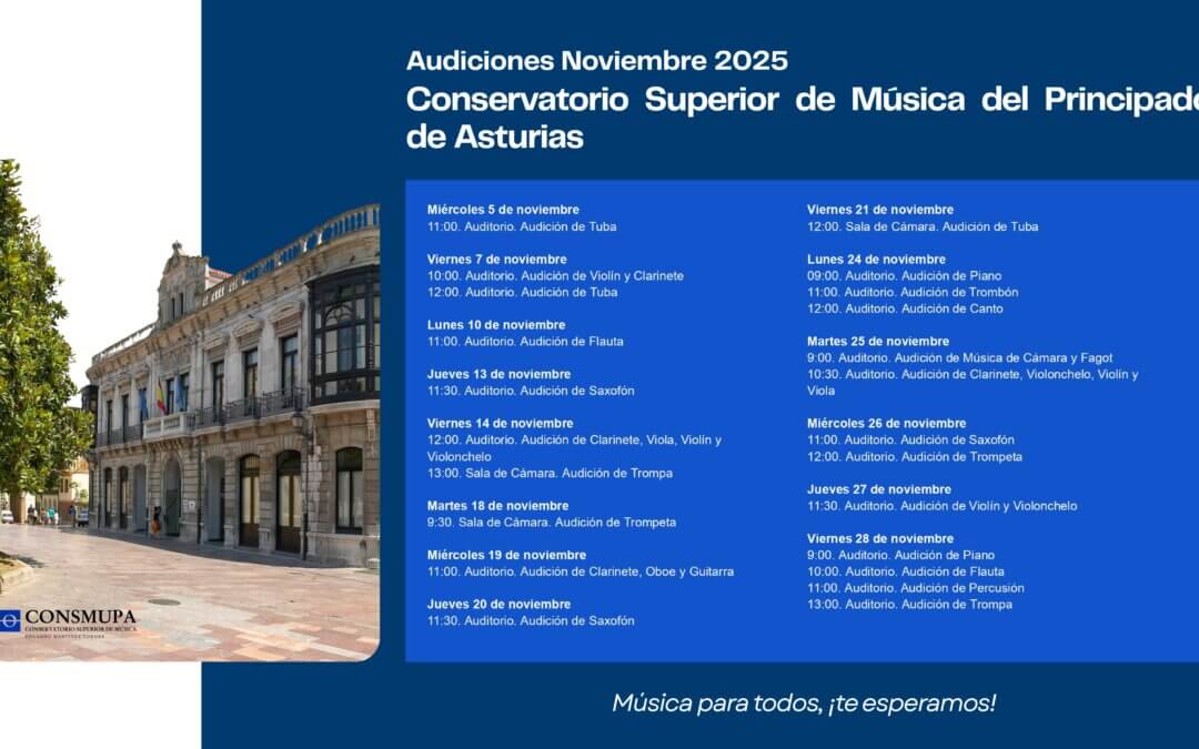 PUBLICADAS LAS AUDICIONES DE NOVIEMBRE 2025