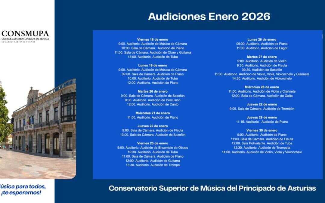 PUBLICADAS LAS AUDICIONES DE ENERO 2026