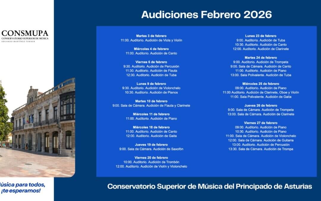 PUBLICADAS LAS AUDICIONES DE FEBRERO 2026