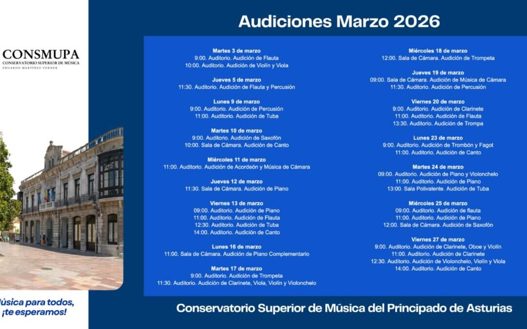 PUBLICADAS LAS AUDICIONES DE MARZO 2026
